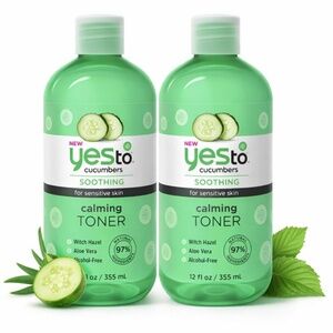 New Sealed 2-Pack Yes To Cucumbers Soothing Calming Toner Sensitive Skin 12oz